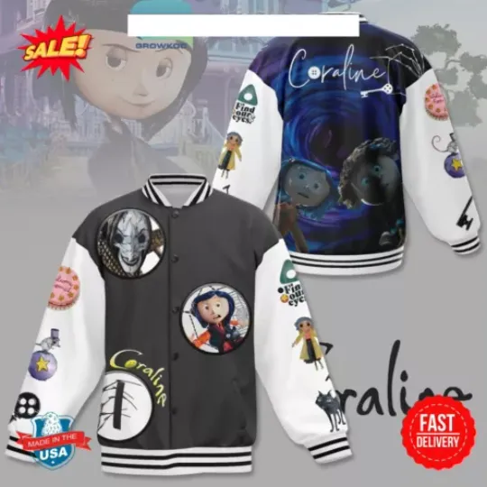 Coraline Find Your Eyes Baseball Jacket