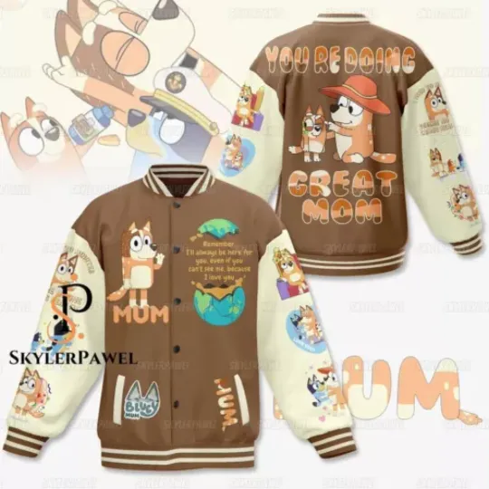 BlueyDad Mum Baseball Jacket, BlueyDad Mum Jacket