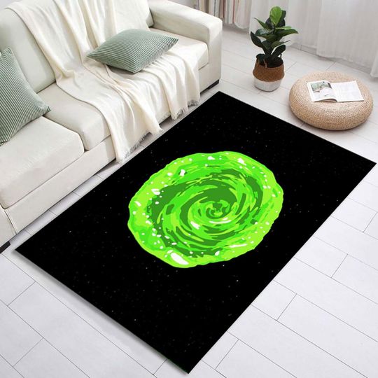 Rick and Rickandmorty Portal Rug - Sci-Fi Portal Rug - Multiverse Adventure Rug-  A Cosmic Adventure for Your Room - Polyester