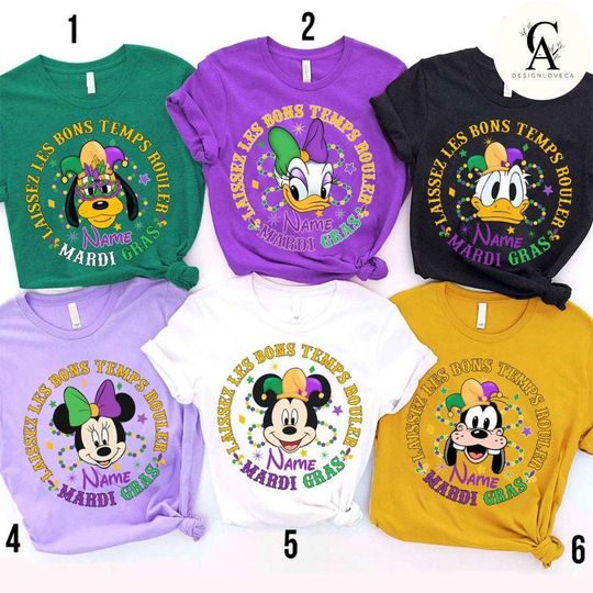 Personalized Mickey & Friends Disney Mardi Gras Shirt, Mardi Gras Carnival 2025, WDW Disneyland Family Mardi Gras, New Orleans Fat Tuesday