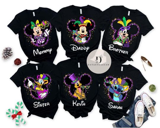 All characters Happy Mardi Gras Disney shirt, Mickey & Friends Mardi Gras Party Sweatshirt WDW Disneyland Family Fat Tuesday New Orleans Tee