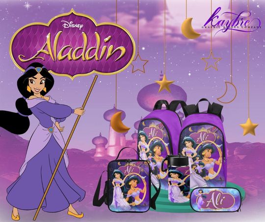 Princess Jasmine Personalized Backpack, Custom Name Backpack, Travel Backpack, Backpack for Kids, back to school