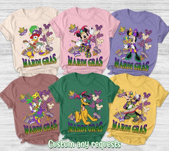 Mickey And Friends Mardi Gras Shirt, Disney Mardi Gras Festival Shirt, WDW Mardi Grass Carnival Tee, Mardi Gras 2025 Tee
