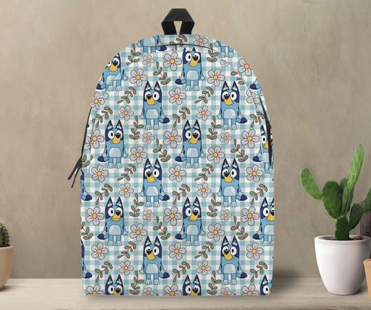 BlueyDad Family Custom Backpack, BlueyDad Dog School Bag, Laptop Backpack, Personalized Gift, Personalized Backpack