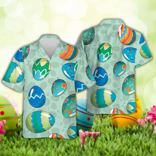 Easter Egg Hawaii Shirt for Men Women, Cute Bunny Easter Aloha Shirt, Happy Easter Day, Easter Holiday Gift, Trendy Easter Day, Easter Party