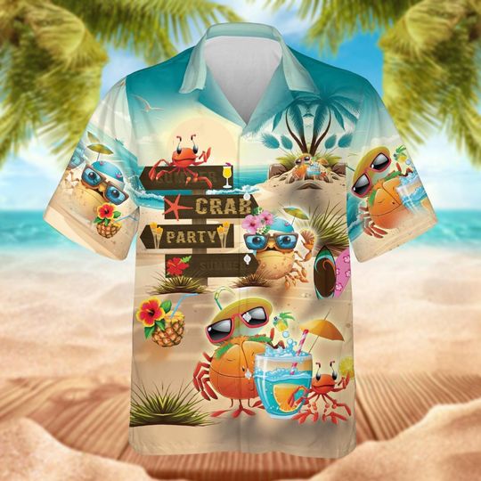 Crab Party Summer Hawaii Shirt, Summer Vacation Shirt, Crab Lovers Shirt, Barchelory Party Gift, Summer Gifts, Sea Animal Hawaii Shirt