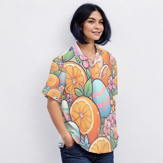 Holiday Easter Easer Rabbits Bunny Holiday White Playful Spring Shirt April March Primavera Shirt Aloha Hawaiians Athletic Hawaiian Shirts