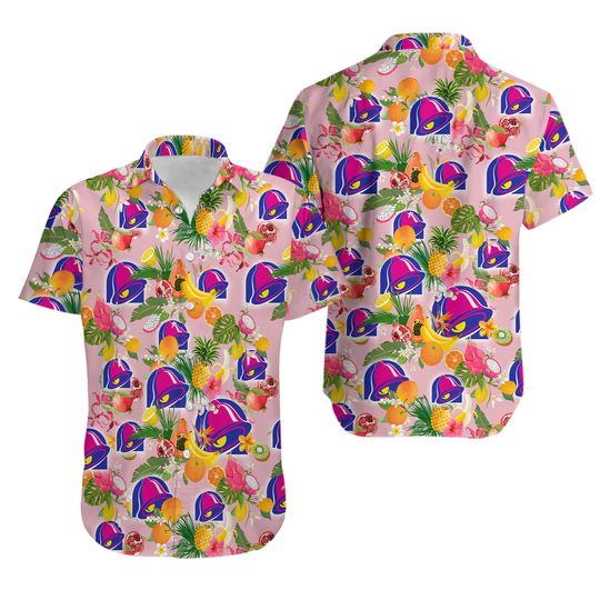 Taco Bell Tropical Flower Aloha Hawaiian Shirts, Taco Bell Pink Hawaiian Shirt
