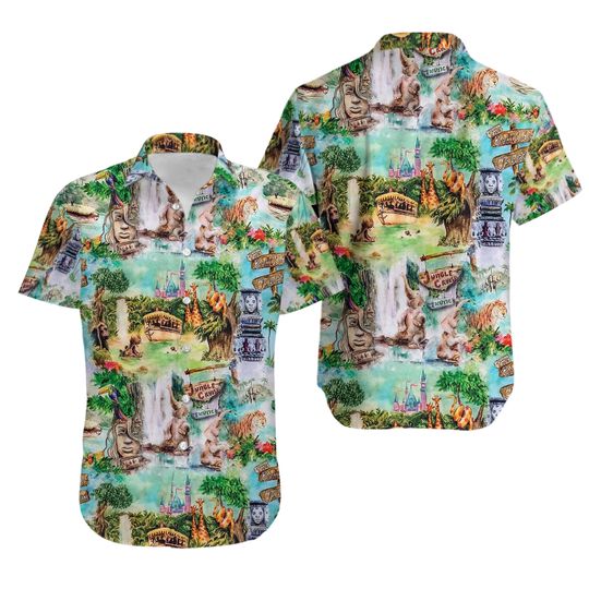 Vintage Jungle Cruise Hawaiian Shirt, Magic Kingdom Button Up Shirt, Tropical Shirt, Disney Aloha Shirt, Disneyland Gift