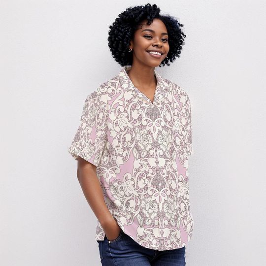 Purple Pink Paisley Womens Aloha Hawaiian Shirt Paisely Top Paisely Tee Giftful Paisely Present | Aloha Hawaiians Athletic Hawaiian Shirts