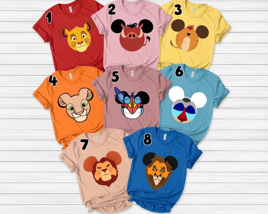 LION KING MATCHING Shirts, Animal Kingdom Shirts, Disneys Lion King Character Inspired Shirts, Pumba Simba Timon Nala Rafiki Zazu
