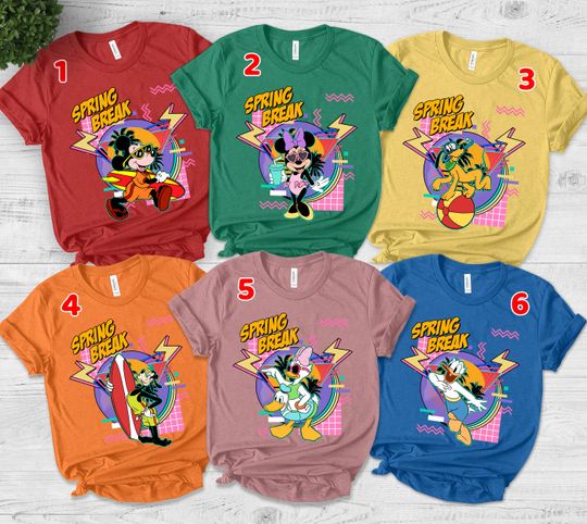 Retro 90s Disney Spring Break Shirt, Vintage Mickey And Friends Spring Break Squad Matching Tee, Disney Family Shirt, Disney Trip