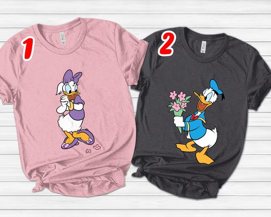 Disney Daisy Donald Couple Tee, Valentine Tee, Daisy Duck Tee, Disney Valentine Gift, Donald Duck Tee Disney Honeymoon Couples Shirts