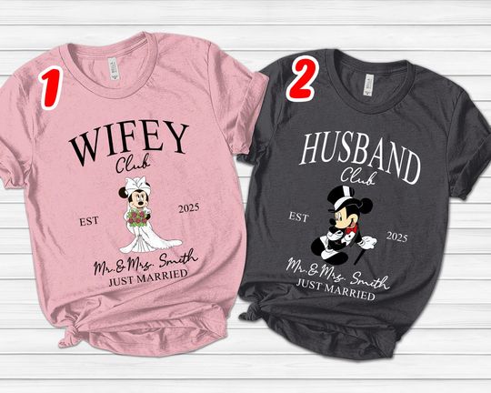 Custom Name Wedding Shirt, Disney Wedding, Husband Wifey Shirt, Bride and Groom, Matching Couple Shirt,Disney Anniversary Tee
