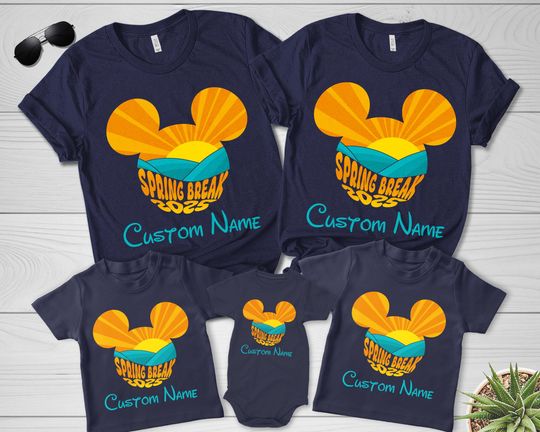 Personalized Mickey Ears Disney Spring Break 2025 Shirt, Disney Cruise, WDW Disneyland Family Trip 2025, Spring Break Squad Vacation