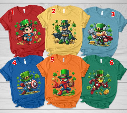 St Patrick Day Spider Chibi Day T Shirt, Spidey and Friends Tee, Superhero Patrick Day, Happy Patrick day, Gift Saint Patrick's Day