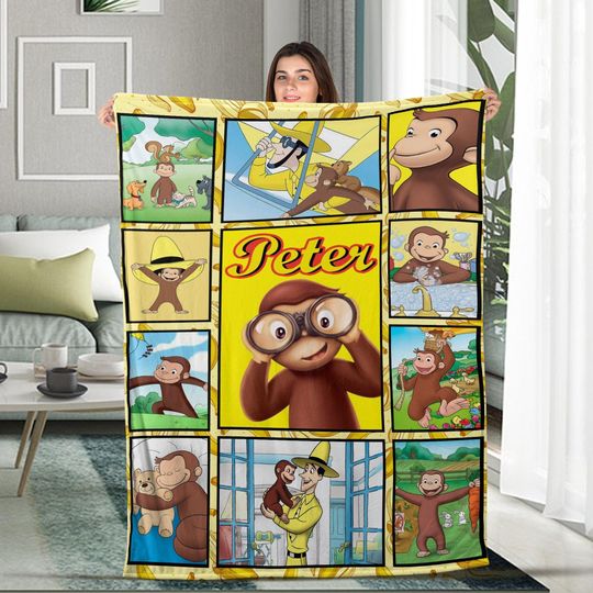 Personalized Curious George Blanket Curious George Fleece | Curious George Birthday Gifts | Curious George Throw Blanket Couch Sofa