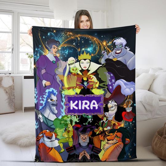 Villains Fleece Blanket Dr Facilier Evil Queen Malecifent Cruella de Vil Blanket Villains Magic Kingdom Fleece Blanket Bedding Decor
