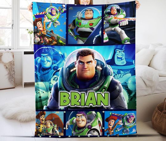 Buzz Lightyear Blanket, Toy Story Quilt Blanket, Andy And Woody, Toy Story Blanket, Birthday Gift, Fleece Blanket, Toy Story Gift