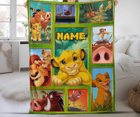 Personalized Lion King Blanket, Lion King Birthday Gift, Lion King Bedding, Personalized Baby Blanket, Baby Name, Lion King Gift