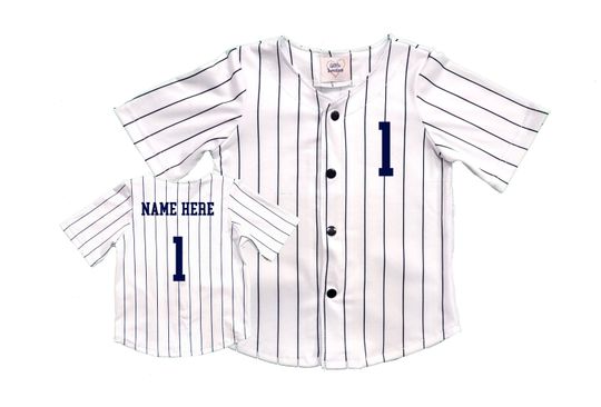 Custom Baseball Jersey | Navy Pinstripes | Photo Prop | Baby Baseball Jersey | Pinstripe Baseball Jersey