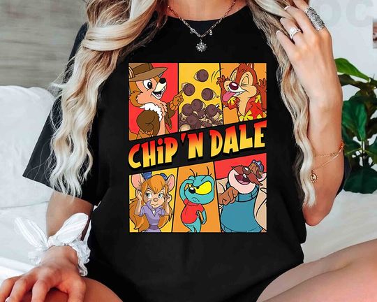 Chip n Dale Characters Portrait Photo Shirt, Comfort Color, Disneyland Family Matching Shirt Magic Kingdom Tee, Epcot Theme Park Gift Shirt