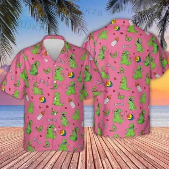 Rugrats Reptar Pattern Hawaiian Shirt, Cool Hawaiian Shirt for Men