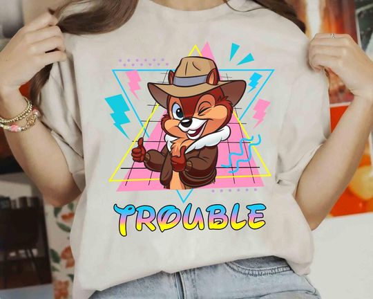 Disney Chip And Dale Double Trouble Comfort Colors Shirt, Chip 'n Dale Rescue Rangers Tee, Cute Chipmunk Matching Shirt, Disneyland Trip Tee