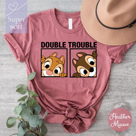 Chip and Dale T-Shirt, Double Trouble Shirt, Disney Couple Shirts, Disney Shirt, Disney Vacation shirt, Family Trip Shirt, Disney Tank Top