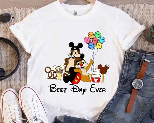 Disney Chip And Dale Best Day Ever Mickey Balloon T-Shirt, Disney Snacks Chip N Dale Rescue Ranger Shirt, Disneyland Couple Matching Shirts
