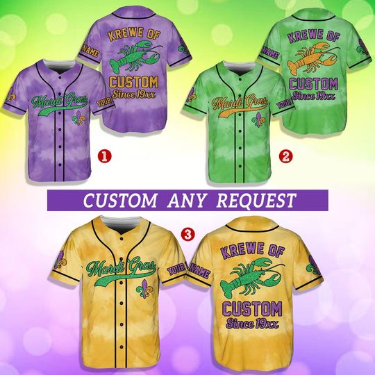 Personalized Mardi Gras Baseball Jersey, Custom Mardi Gras Krewe Lobster Since 19xx Baseball Jersey Shirt, Gift For Family Matching