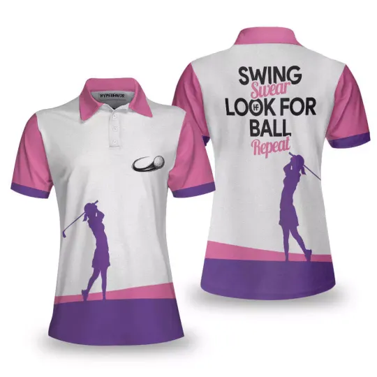 Swing Swear Look For Ball Repeat Golf Short Sleeve Women Polo Shirt