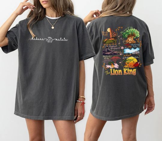 Double Sided Lion King Hakuna Matata Pride Land Shirt, Pride Rock Tree Of Life Elephant Graveyard T-shirt, Animal Kingdom Tee
