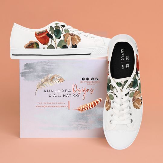 Floral Vintage watercolor print w/Super Cute Cozy Casual Sneakers Summer Floral Canvas Women's Low Top Sneakers/Shoes