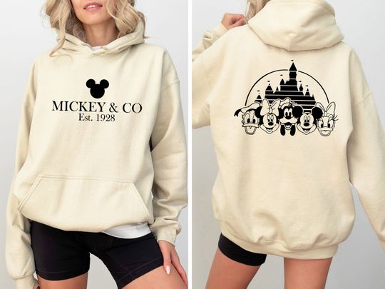 Mickey and Friends Hoodie, Disney Front Back Hoodie, Disneyland Hoodie, Mickey and Co. Hoodie, Disney Est. 1928 Hoodie, Mickey & Co Outfits