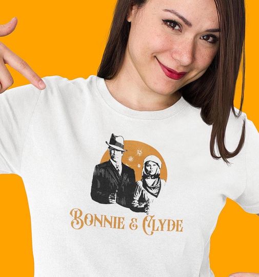 Bonnie and Clyde T-Shirt  60s Crime Drama Classic  Cult Movie Shirt  Gene Hackman & Faye Dunaway  Retro Cinema Gift