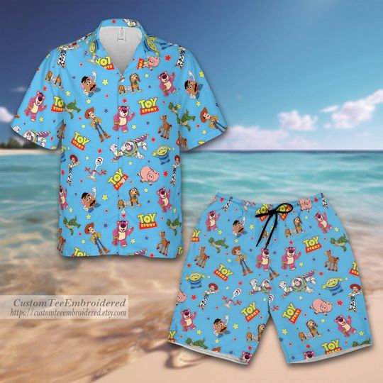 Toy Story Hawaiian Shirt And Shorts, Toy Story Button Shirt, Woody Buzz Lightyear Jessie Alien Hawaii Shirt, Magic Kingdom Shirt