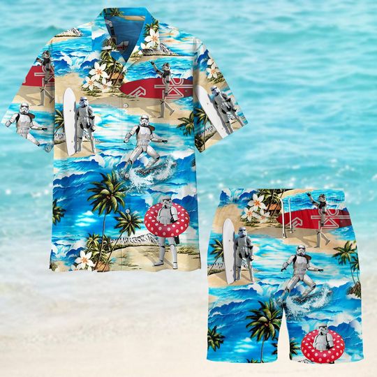 Stormtrooper Hawaiian Shirt, Star Wars Button Shirt, Disney Trip Vacation Shirt, Magic Kingdom Tee, Funny Beach Short, Gift For Fan