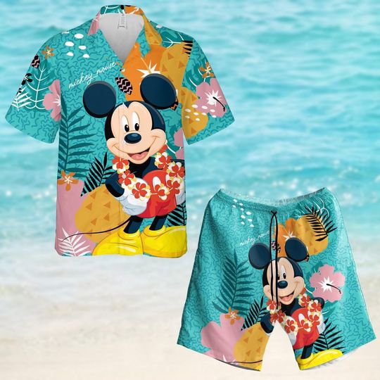 Mickey Hawaiian Shirt And Short, Disney Mouse Shirt, Disney Aloha Shirt, Family Summer Vacation Shirt, Magic Kingdom Shirt, Funny Gift