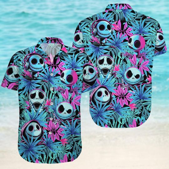 Jack Skellington Button Shirt, Nightmare Before Christmas Shirt, Skeleton Hawaiian Shirt, Disney Trip Shirt, Magic Kingdom Merch