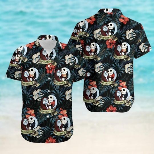Jack And Sally Button Shirt, Nightmare Before Christmas Shirt, Skeleton Hawaiian Shirt, Disney Couple Shirt, Magic Kingdom Merch