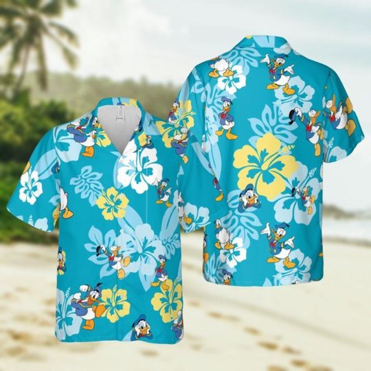 Donald Duck Hawaii Shirt, Disney Button Up Shirt, Family Summer Vacation Shirt, Disneyland Trip Hawaiian Shirt, Magic Kingdom Merch