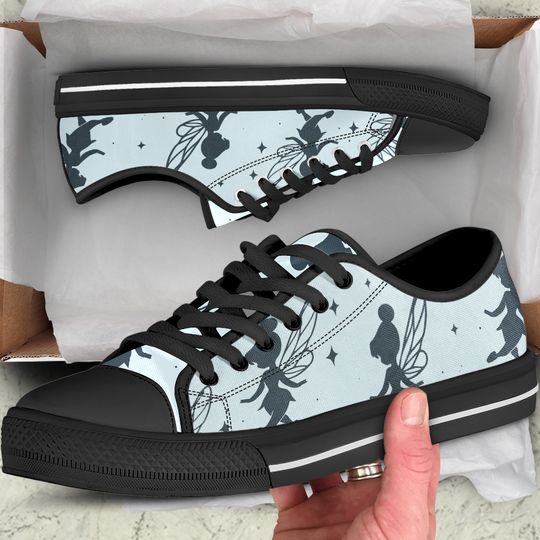 Tinker Bell Inspired Low Top Sneakers,  Fairy Shoes, Women's Fashion Footwear, Gift for Her, Peter Pan Fan Apparel