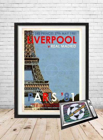 LIVERPOOL FC PARIS 1981 European Cup Final retro style illustrated print