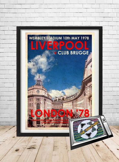 LIVERPOOL FC LONDON 1978 European Cup Final retro style illustrated print
