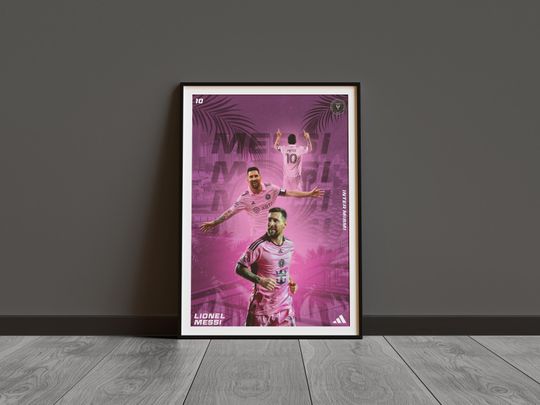 Lionel Messi Poster | Inter Miami Football Art | Football Enthusiast Wall Art