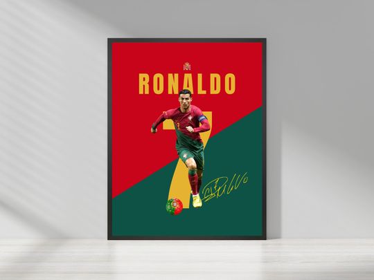 Cristiano Ronaldo Soccer Poster, Football Wall Art, Ronaldo Prints for Home Decor, Digital Download, Soccer Fan Gift Ideas