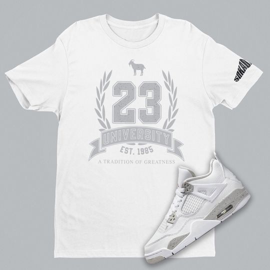 Air Jordan 4  White Oreo 23 University Unisex T-Shirt, Retro 4 Shirt, 23 GOAT Emoji Shirt, Banner SVG