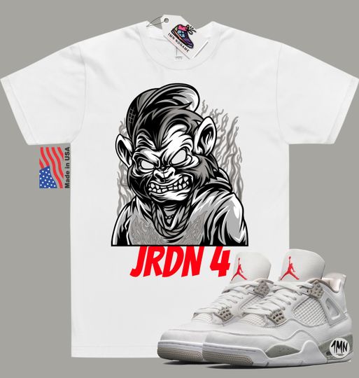 Jordan 4 White Oreo Shirt, Jordan white Oreo match shirt "MAD GORILLA"