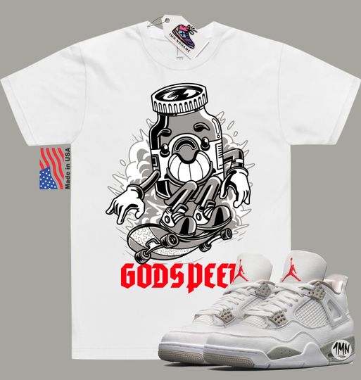 Jordan 4 White Oreo Shirt, Jordan white Oreo match shirt "GODSPEED"